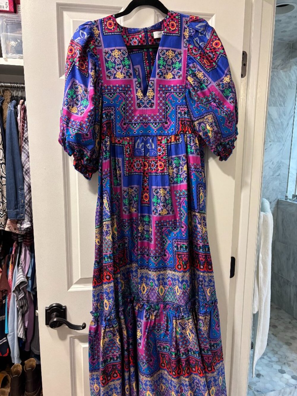 Hunter Bell Palmer Patchwork Maxi dress